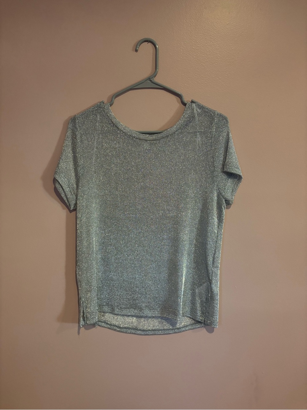 GB girls Silver Metallic Short Sleeve Tee